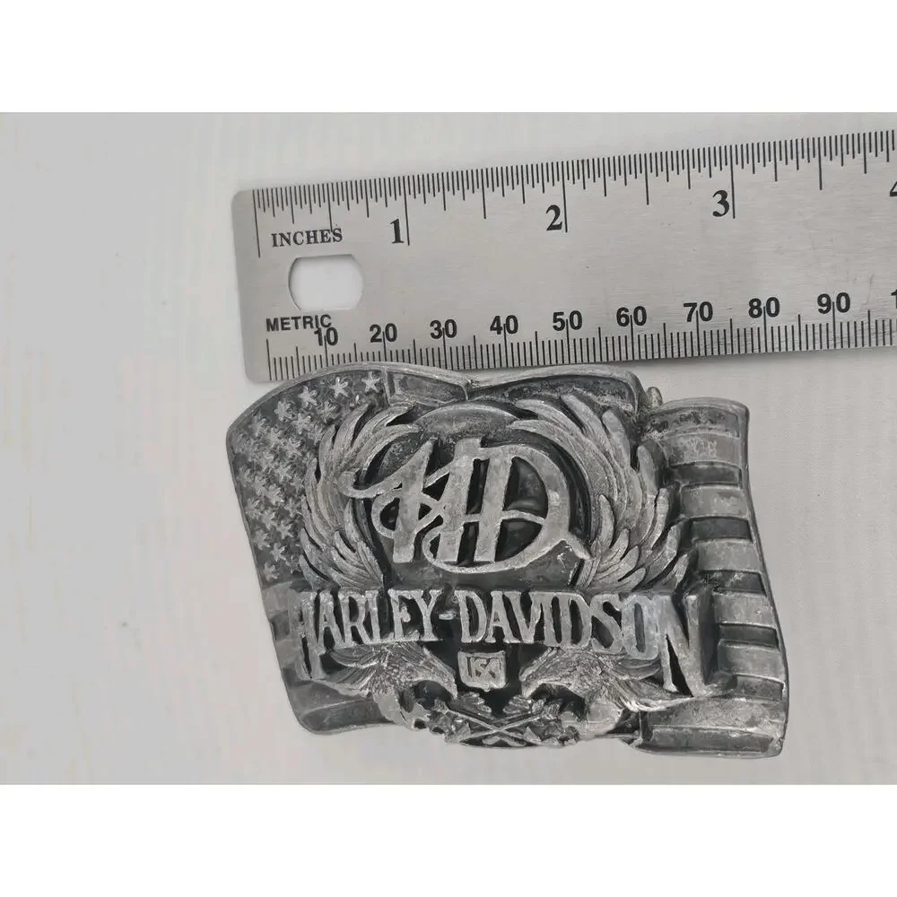 Vintage 1988 Harley-Davidson Flag Siskiyou Buckle Harmony Designs Made in USA